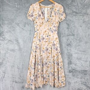 Womens Dress Small Romantic Floral Babydoll Midi Flowy Feminine Coquette Fairy